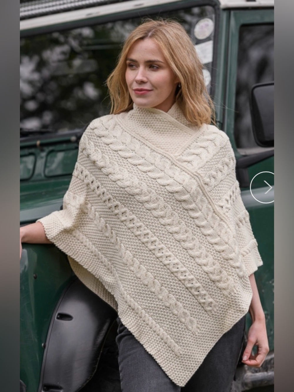 Aran Crafts Ireland Aran Cable & Moss Poncho New S/M